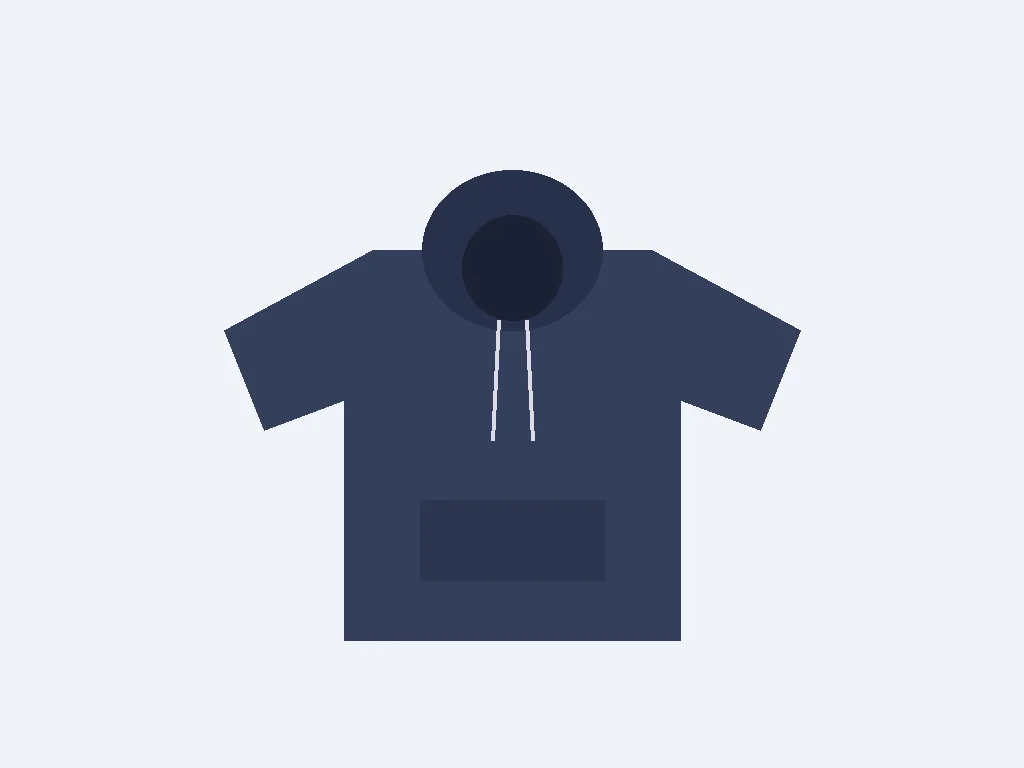 Illustration of a navy pullover hoodie